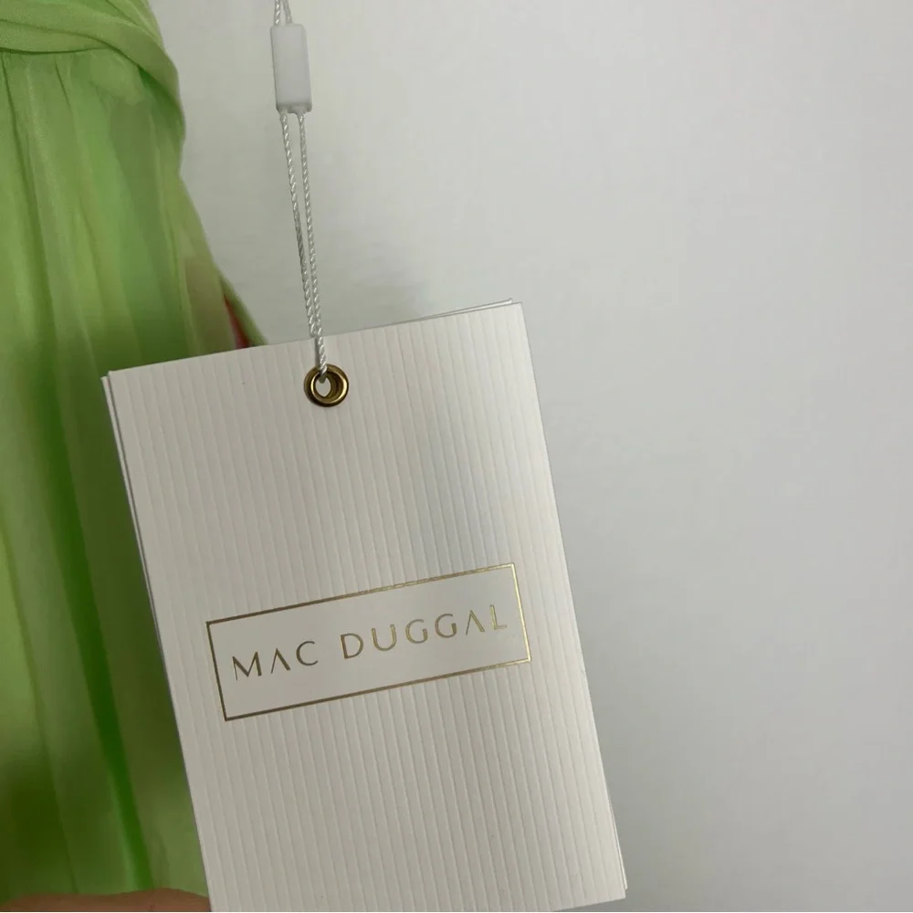NEW Mac Duggal Indy Ruffle Tiered Cutout Chiffon Gown Mint Green Maxi Dress 4 - Picture 10 of 15